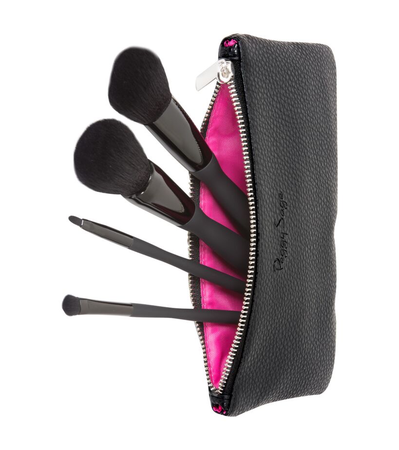 Peggy Sage - Set de 4 pinceaux make-up + trousse