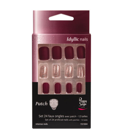 Peggy Sage - Set 24 faux ongles avec patch - pink sparkle