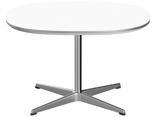 Ø 75 cm / Fenix laminé blanc / Central 4 branches - Alu et acier brossé satiné